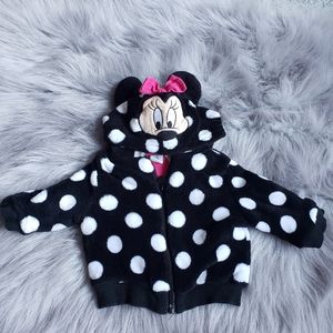 Disney baby Minnie Mouse fleece hooded jacket Size 3 Months